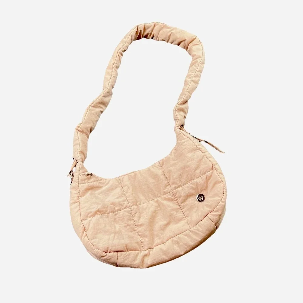 Westbronco Blush Pink Quilted‎ Mini Hobo Bag Scrunch Handle Adjustable Strap